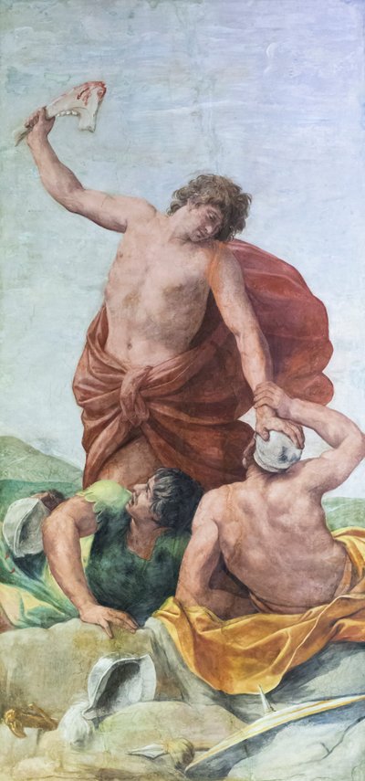 サムソンの物語の場面を描いた、アルドブランディーニの結婚式の部屋の天井のフレスコ画 (フレスコ画) 作： Guido Reni