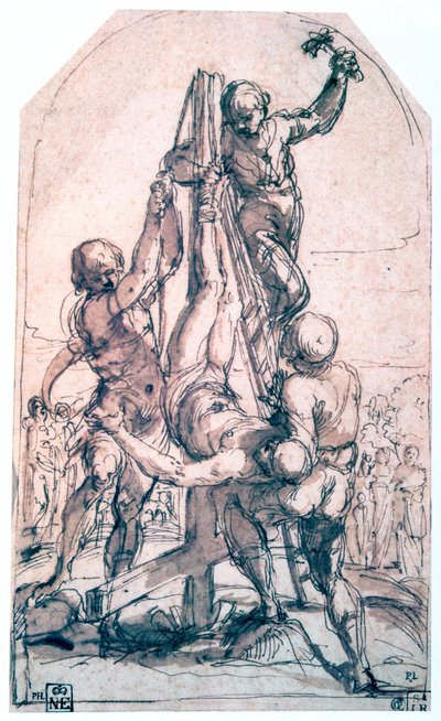 聖ペテロのはりつけ、c1600-1642 作： Guido Reni