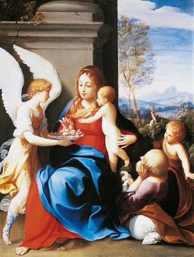 天使に仕える聖家族、グイド・レニ (1575-1642) 作： Guido Reni