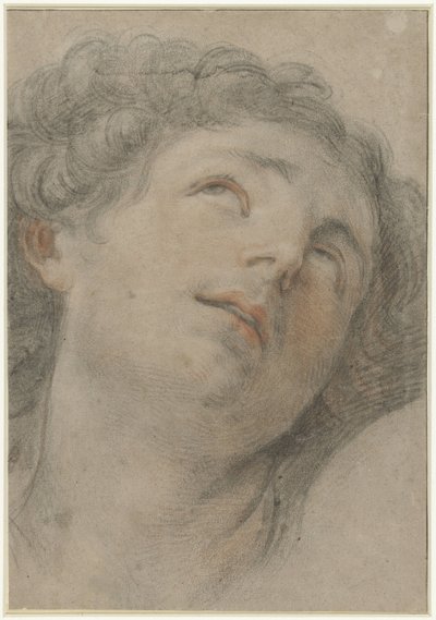 上を見上げる聖セバスチャンの頭 作： Guido Reni