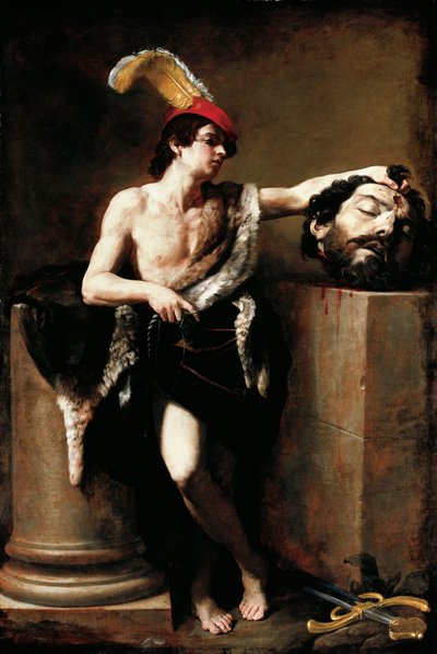 イタリア、ゴリアテの頭を持つダビデ 作： Guido Reni