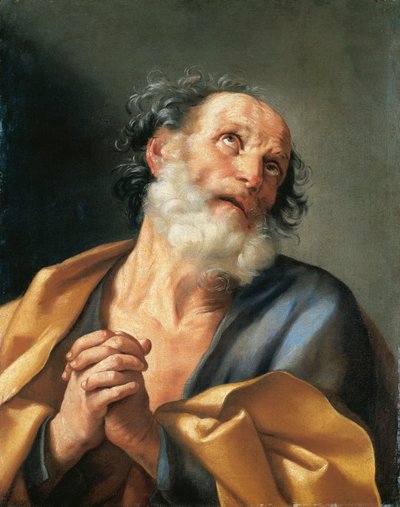 イタリア、泣いている聖ペテロの肖像 作： Guido Reni