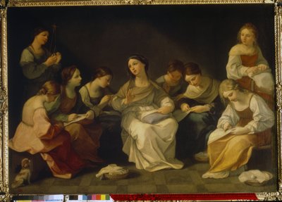 処女の教育。 （処女の教育）。 グイド・レニ (1575-1642) の絵画、キャンバスに油彩 作： Guido Reni
