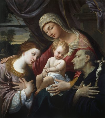 聖人と聖母子、グイド・レニ（1575-1642）作、キャンバスに油彩 作： Guido Reni