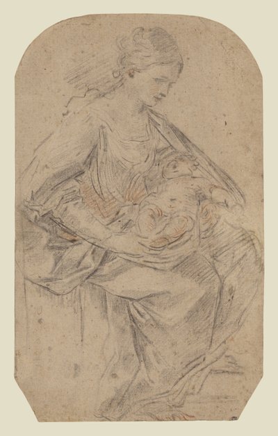 キリスト降誕（レクト）、ターバンを巻いた女（裏面） 作： Guido Reni