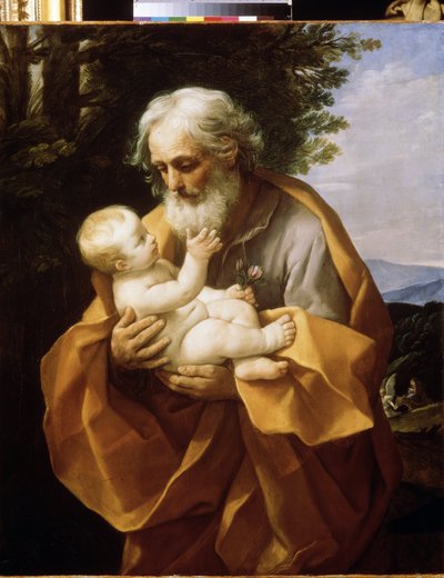 幼児キリストと聖ヨセフ、1620年頃（キャンバスに油彩） 作： Guido Reni