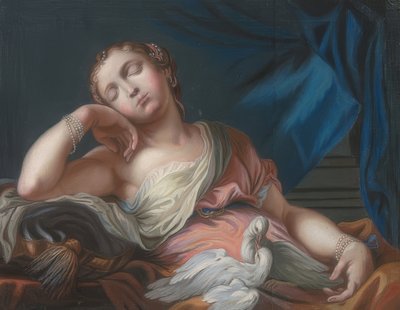 2つの鳩がローミングしている眠っている金星 作： Guido Reni