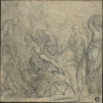 農民から贈り物を受け取る聖ベネディクトのための習作 作： Guido Reni