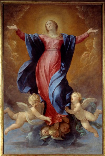 聖母被昇天図 ガイドと呼ばれるグイド・レーニ（1575-1642）による絵画 1637年 日2,42x1,6 m リヨン、ボザール美術館（Musee des Beaux Arts 作： Guido Reni
