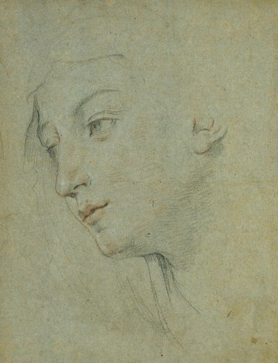 左を見下ろしている女性の頭、 作： Guido Reni