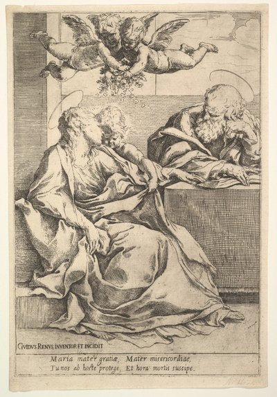 二人の天使の聖家族。 作： Guido Reni