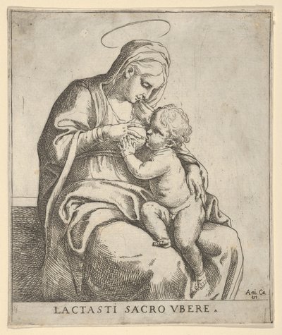 幼児キリストを看護する聖母、約。 1590-1610。 作： Guido Reni