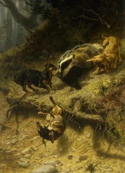 バッジャーのダックスフント、1882年 作： Guido von Maffei