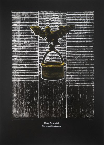 暴徒について、ツァラトゥストラはこう語った、2024年（木版画とシルクスクリーン） 作： ギルヘルム・ポンテス