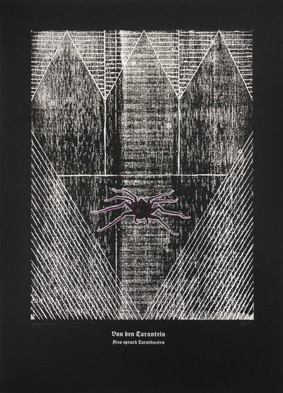 タランチュラについて、ツァラトゥストラはこう語った、2024年（木版画とシルクスクリーン） 作： ギルヘルム・ポンテス