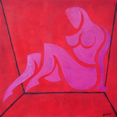 立方体空間の人物習作》2015年（キャンバスに油彩） 作： Guilherme Pontes
