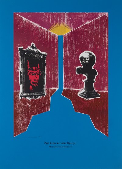 鏡を持つ子供、ツァラトゥストラはこう語った、2024年（木版画とシルクスクリーン） 作： Guilherme Pontes