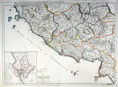 G.デリスレのアトラスを参考にした、エトルリア人が住んでいたイタリア地域の歴史的地図 作： Guillaume (after) Delisle