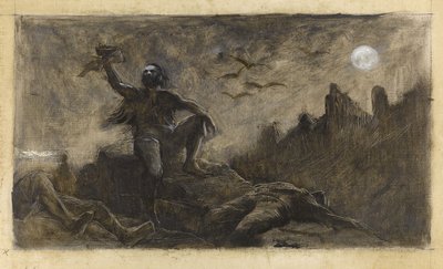 犠牲者の血を飲むアイスランドのハン、1889年頃（油彩・キャンバス） 作： Guillaume Albert Demarest