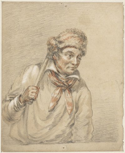 頭に毛皮の帽子をかぶった男 作： Guillaume Anne van der Brugghen