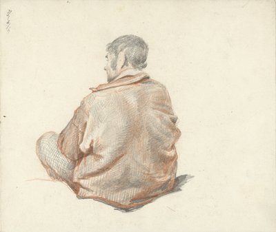 後ろから見た座っている男性 作： Guillaume Anne van der Brugghen