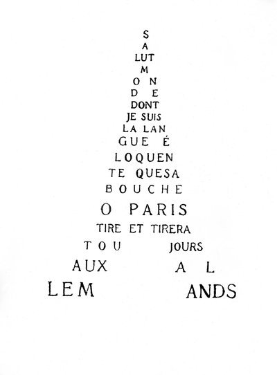 エッフェル塔のカリグラム 作： Guillaume Apollinaire