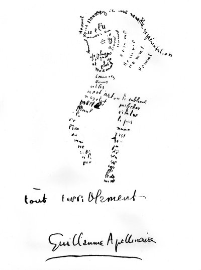 馬のカリグラム 1917年（版画） 作： Guillaume Apollinaire