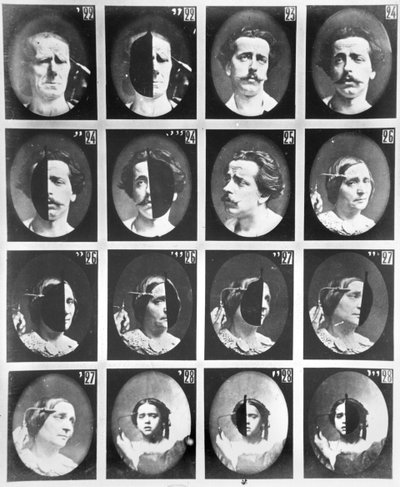 22から28までの生理学的研究、「Mechanisme de la Physionomie Humaine ou analyze electrophysiologique des passions」、Duchenne de Boulogne、1876年、パリ発行 作： Guillaume Benjamin Armand Duchenne de Boulogne