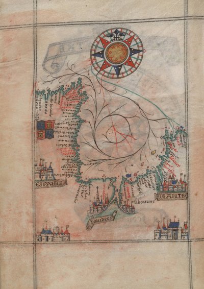 ギョーム・ブルスコン（1540-1560）の地図帳に描かれたビスケー湾 作： ギョーム・ブルソン
