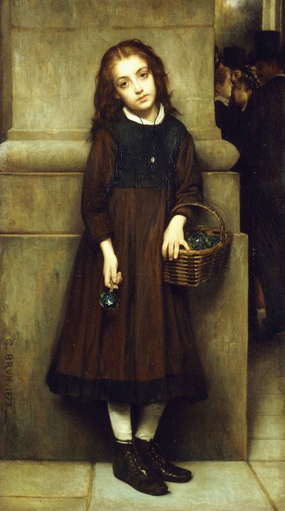 オペラの外のフラワーガール、1873 作： Guillaume Charles Brun