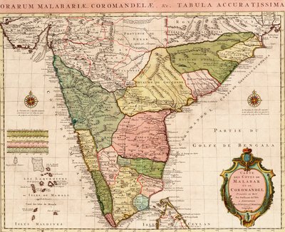 インド洋海図、1722年頃（彩色エングレーヴィング） 作： Guillaume Delisle