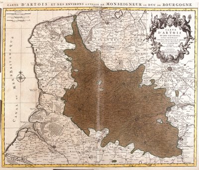 アルトワ(フランス、パ・ド・カレー)の地図(エッチング) 作： Guillaume Delisle