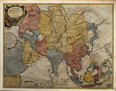 ギヨーム・ド・リルの「アジアの地図」（彫刻 作： Guillaume Delisle