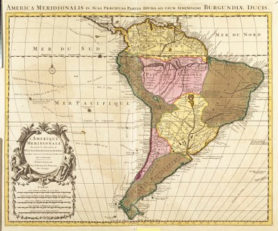南米の地図（銅版画 作： Guillaume Delisle