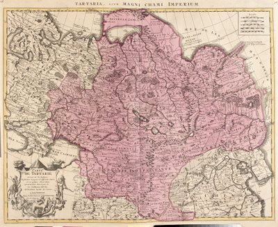 タルタリア(中央アジア、シベリア、トルキスタン、モンゴル、満州)の地図(銅版画) 作： Guillaume Delisle