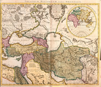 カスピ海周辺諸国(ロシア、アルメニア、ペルシャ、カザフスタン、トルクメニスタン)の地図(エッチング) 作： Guillaume Delisle