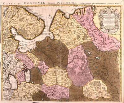 モスクワ大公国(ロシア)の地図(エッチング) 作： Guillaume Delisle