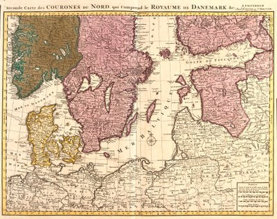 北方王国（デンマーク、スウェーデン、ノルウェー、フィンランド）の地図（エッチング 作： Guillaume Delisle