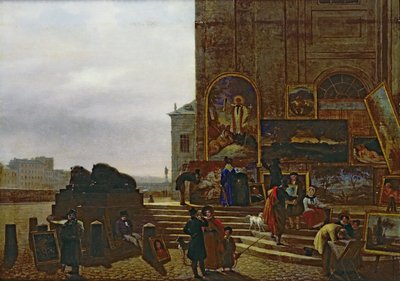 1837年にフランス研究所外で絵画を販売 作： Guillaume Frederic Ronmy