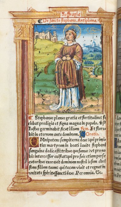 ローマ版時祷書：フォール100v 聖ステファノ 作： Guillaume Le Rouge