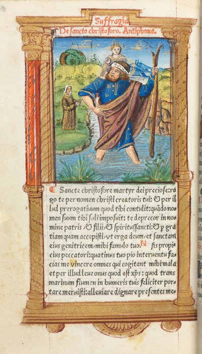 ローマ版時祷書：101v、聖クリストファー 作： Guillaume Le Rouge