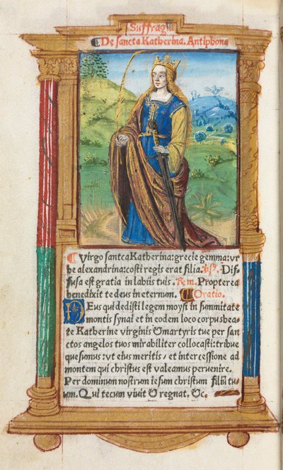 ローマ版時祷書：109v、聖カタリナ 作： Guillaume Le Rouge