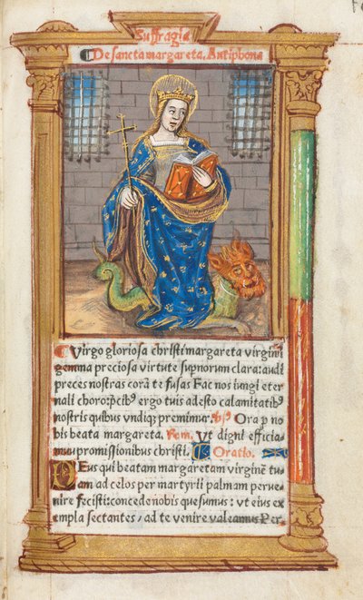 ローマ版時祷書：フォール110r 聖マーガレット 作： Guillaume Le Rouge