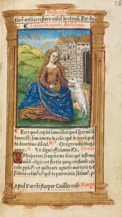 ローマ版時祷書：112r、聖アグネス 作： Guillaume Le Rouge
