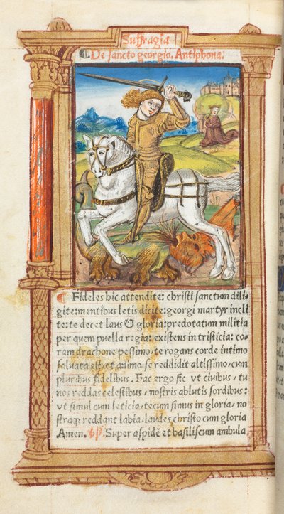 ローマの印刷された時間の使用：fol。 103v、聖ジョージ殺害、1510年。 作： Guillaume Le Rouge