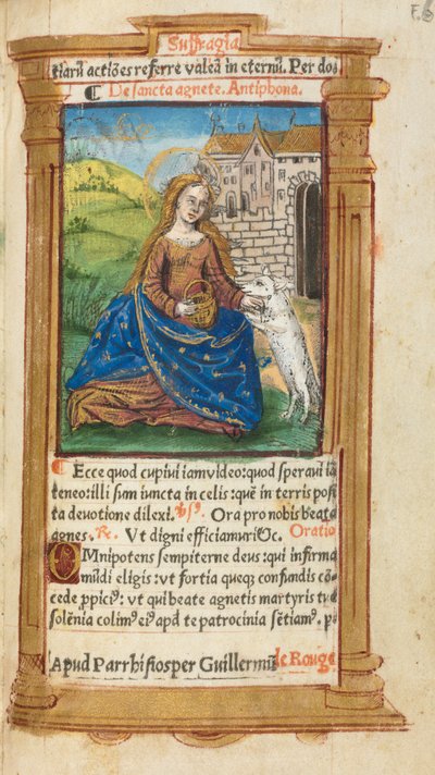 ローマの印刷された時間の使用：fol。 112r、セントアグネス、1510。 作： Guillaume Le Rouge