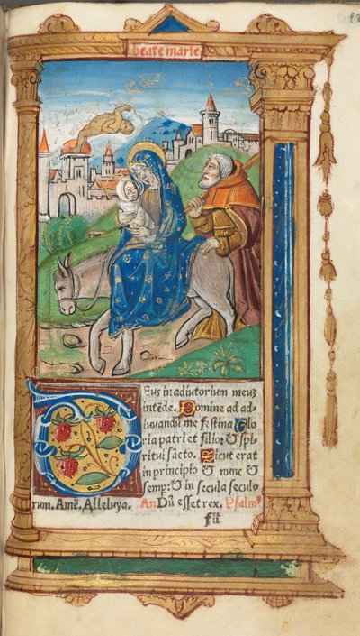 ローマの印刷された時間の使用：fol。 42r、エジプトへの飛行、1510年。 作： Guillaume Le Rouge