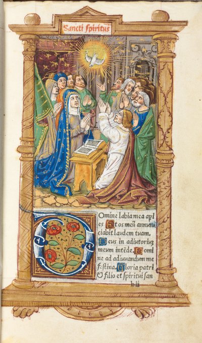 印刷された時間の本ローマの使用：fol。 58r、ペンテコステ、1510。 作： Guillaume Le Rouge
