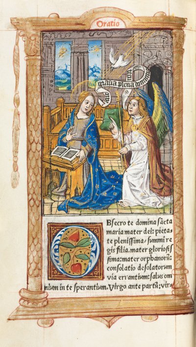ローマの印刷された時間の使用：fol。 60v、受胎告知、1510年。 作： Guillaume Le Rouge