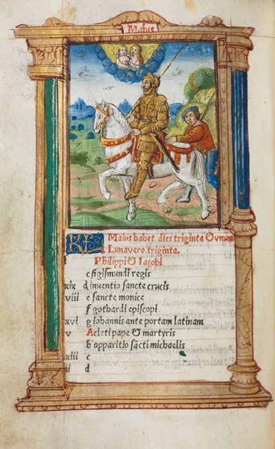 印刷された時間の本 ローマの使用: fol. 6v、5 月のカレンダー イラスト、1510 年。 作： Guillaume Le Rouge